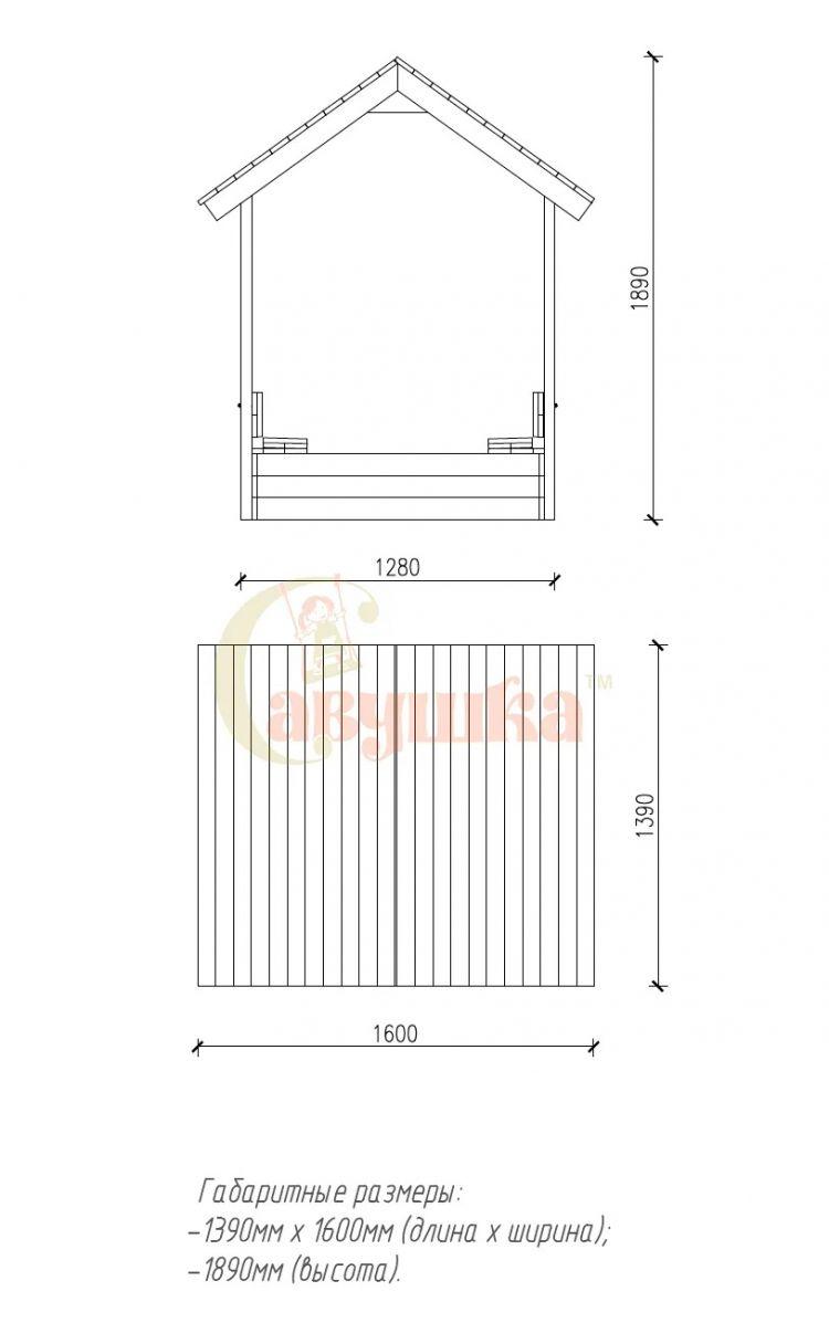 Деревянная песочница с крышей Савушка Сава 3 - фото 3 - id-p110014309