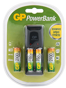 Зарядное устройство GP + 4 аккумулятора (2100 мАч + 750 мАч)
