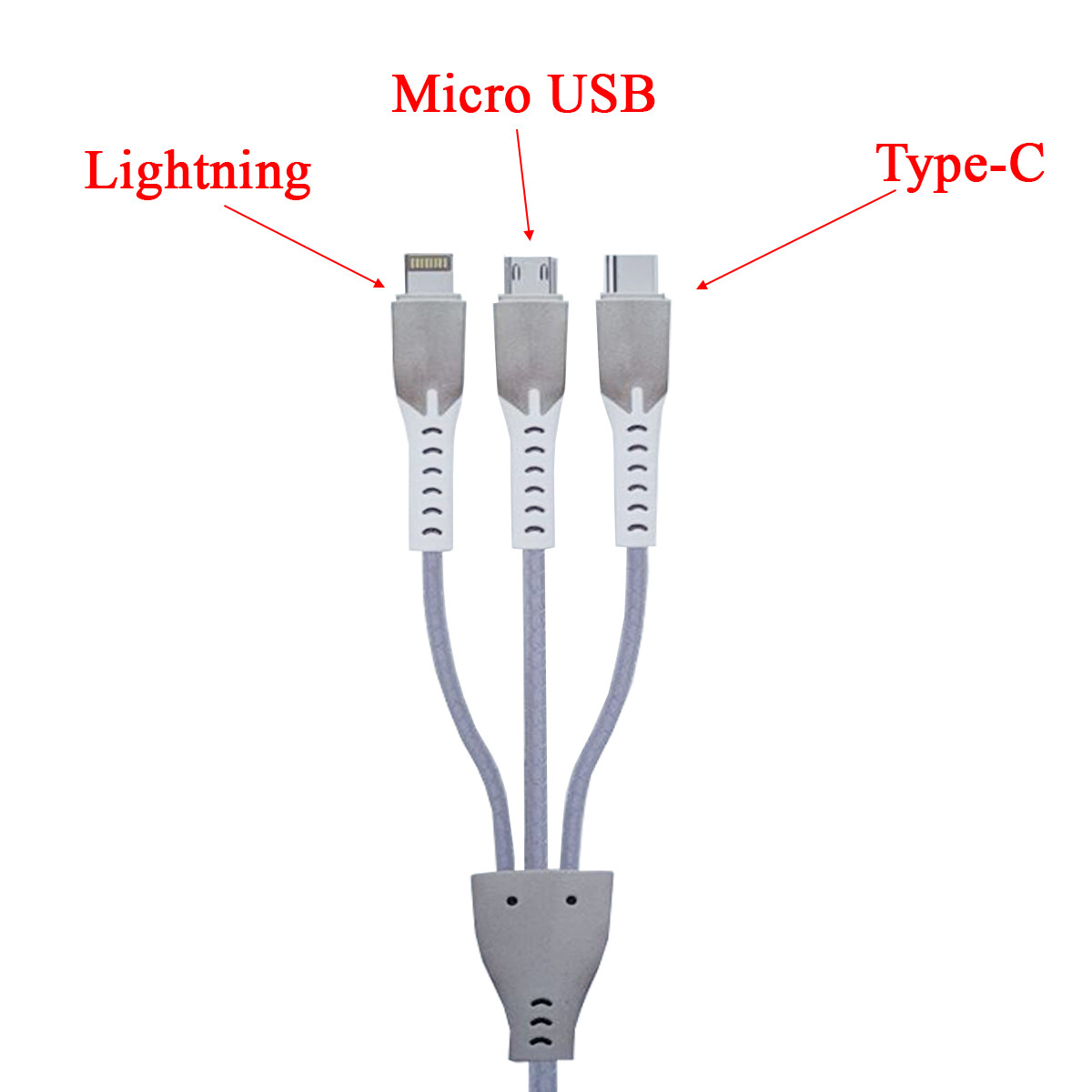Зарядный USB кабель универсальный 3 в 1 HL-311 светло-серый - фото 2 - id-p110019918