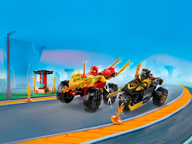 LEGO NINJAGO 71789 Кай и Рас: Битва на машине и мотоцикле, конструктор ЛЕГО