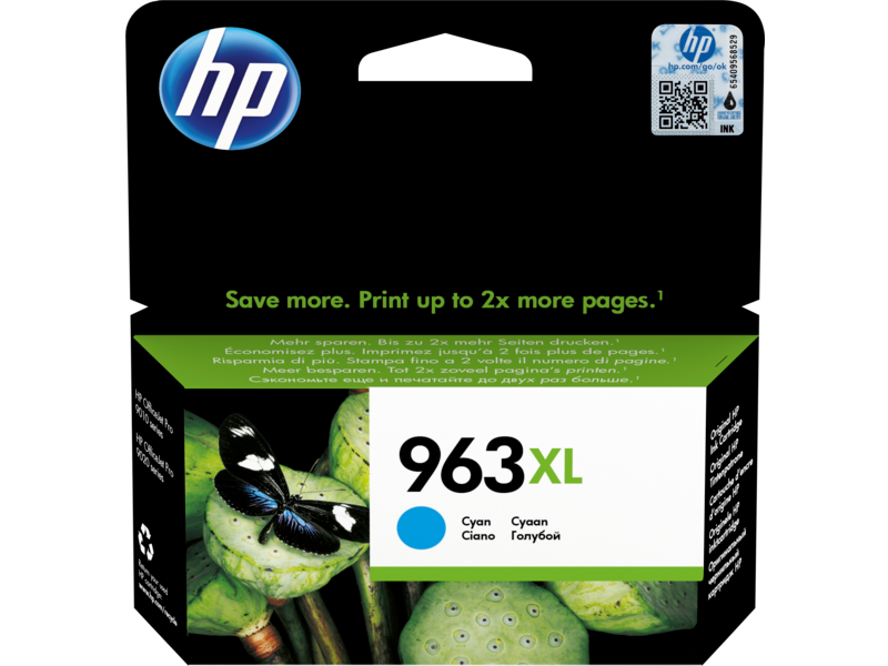 HP 3JA27AE Картридж струйный голубой HP 963XL, мл для OfficeJet 9013/9023/9010/9020, ресурс до 1600 стр - фото 1 - id-p110033418