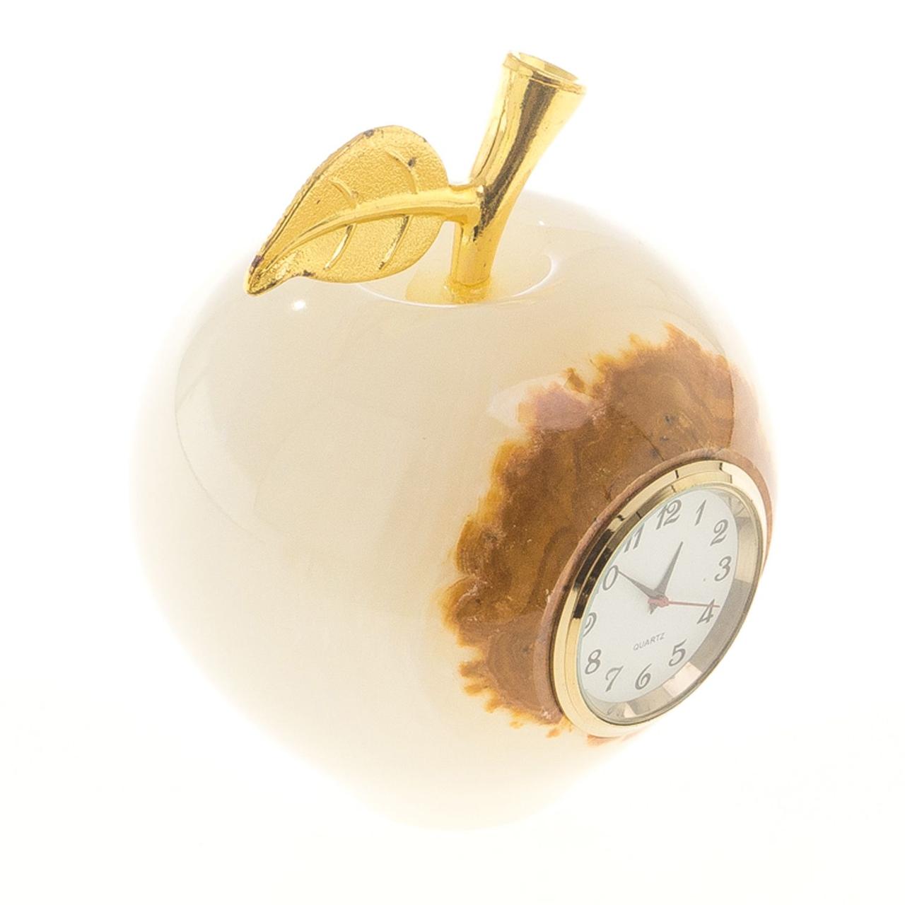 Часы "Яблоко" из белого оникса 7х9 см (3) / настольные часы / часы декоративные / кварцевые часы / интерьерные - фото 5 - id-p103551689