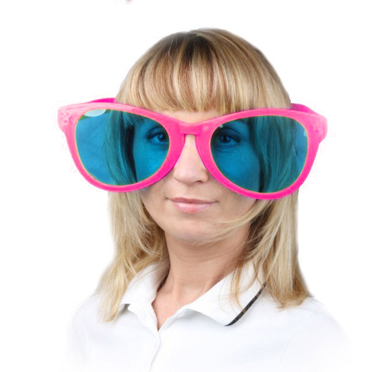 Большие карнавальные очки (розовые с синими стеклами)