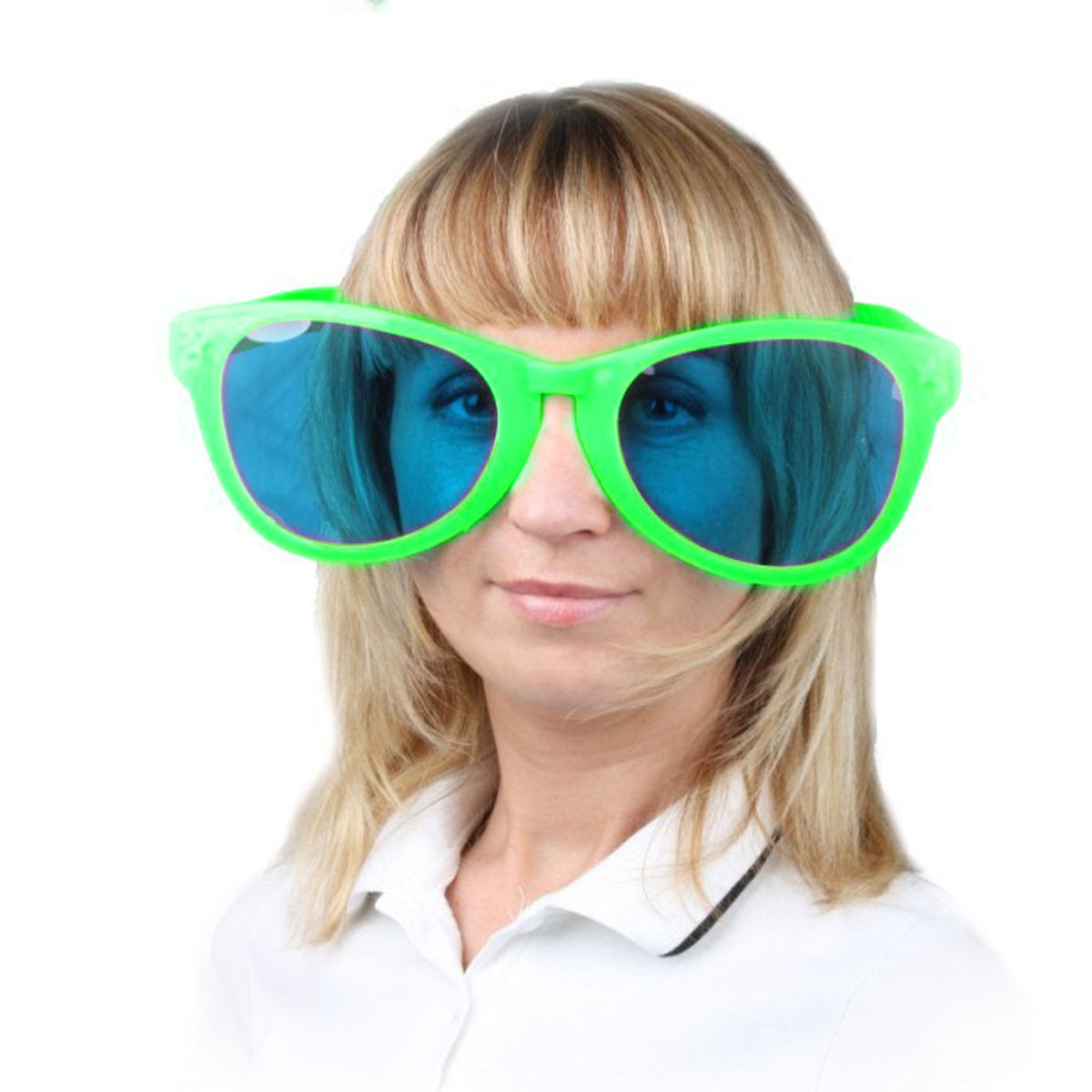 Большие карнавальные очки (зеленые с синими стеклами)
