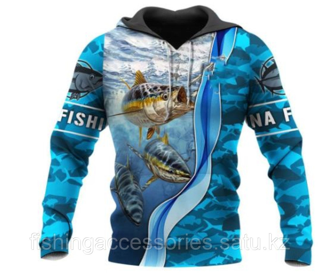 Одежда Кофта с рукавами и капюшоном (джерси) тематическая для рыбаков и рыбачек с рисунками в ассортименте - фото 2 - id-p109185612