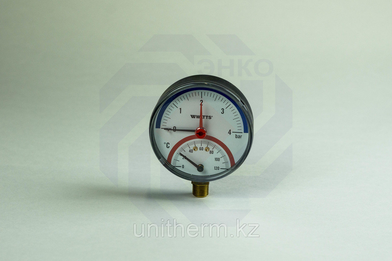 Термоманометр радиальный WATTS TMRA (F+R828) 0-120 °С 0-4 бар 80 мм ½" - фото 1 - id-p110048166