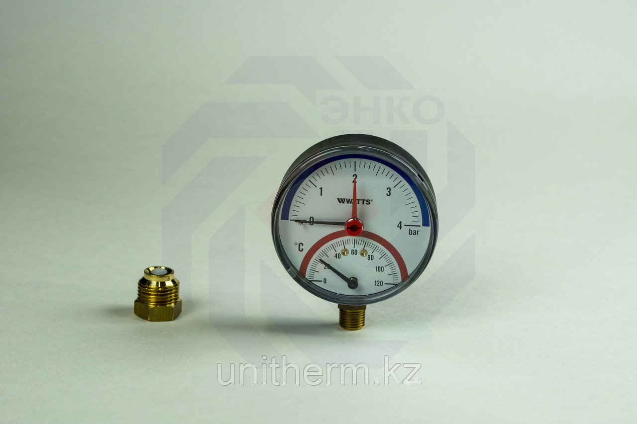 Термоманометр радиальный WATTS TMRA (F+R828) 0-120 °С 0-4 бар 80 мм ½" - фото 2 - id-p110048166