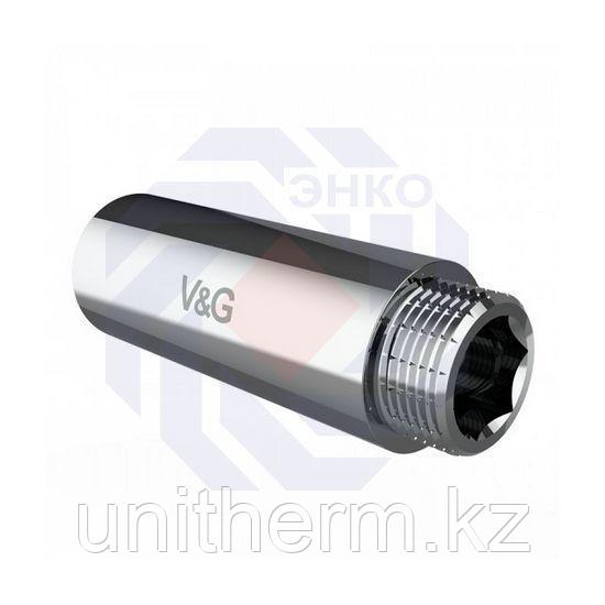 Удлинитель V&G VALOGIN НР/ВР хромированный 1/2" x 30 мм - фото 1 - id-p110048845