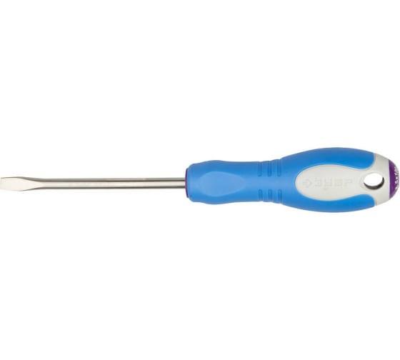 Отвертка ЗУБР "ЭКСПЕРТ", Cr-V сталь, трехкомпонентная рукоятка, цветовая индикация типа шлица, SL, 6,5x100мм