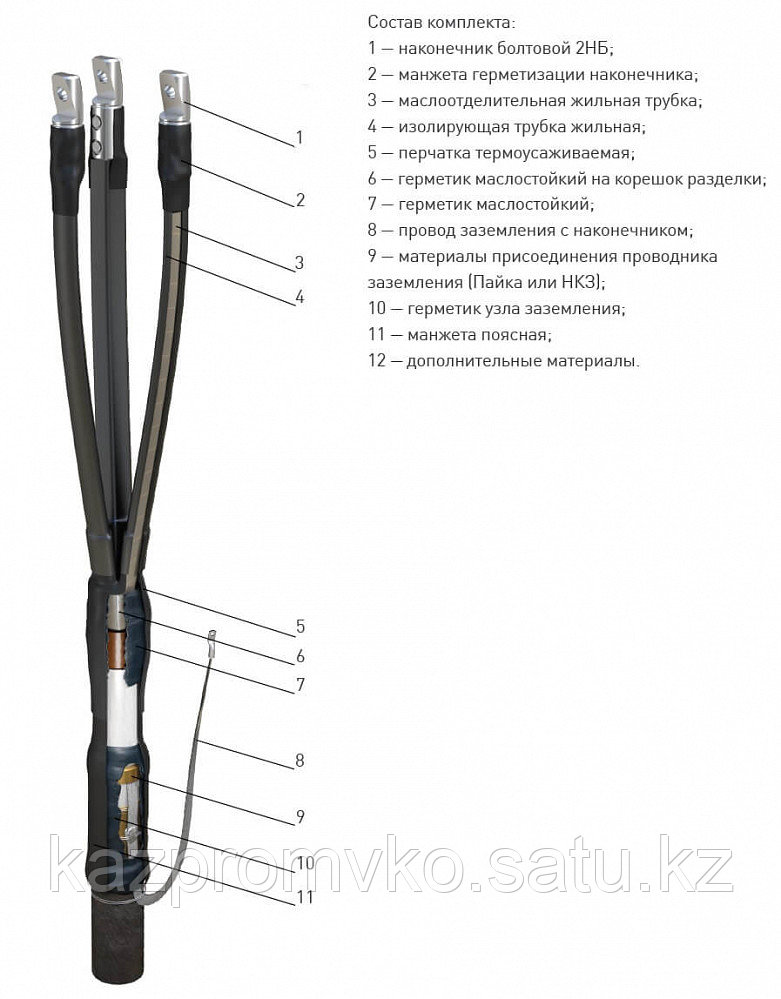 Концевая кабельная Муфта 3 КВТп-10 (70-120) с наконечниками ZKabel - фото 2 - id-p110049760