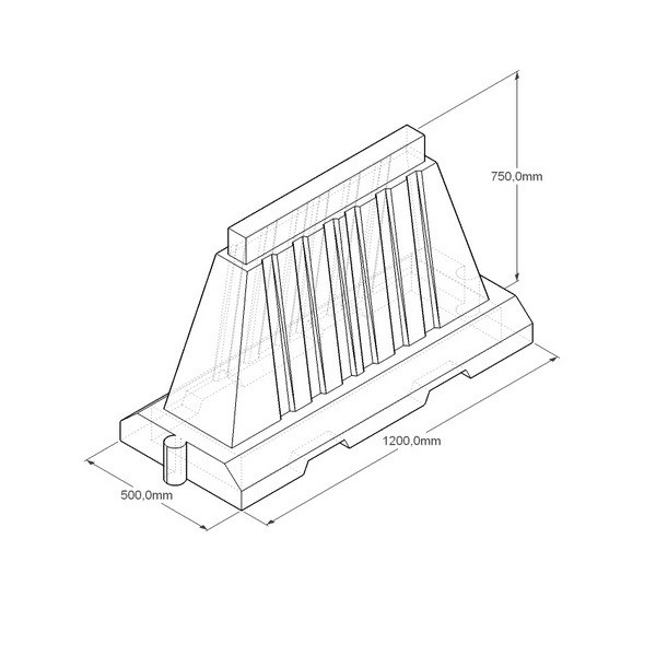 Вкладывающийся дорожный пластиковый барьер (водоналивной блок) 1.2м - фото 2 - id-p90772028