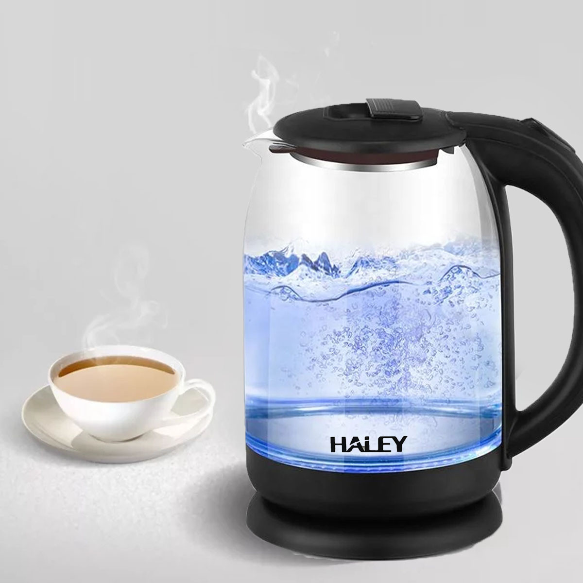 Электрический чайник с функцией авто отключения и с подсветкой 2,2 л Haley HY 8862 стеклянный - фото 1 - id-p110052558