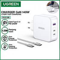 ugreen Зарядное устройство Ugreen CD289 Nexode 140W 3-Port PD GaN Fast Charger EU (White), 15339