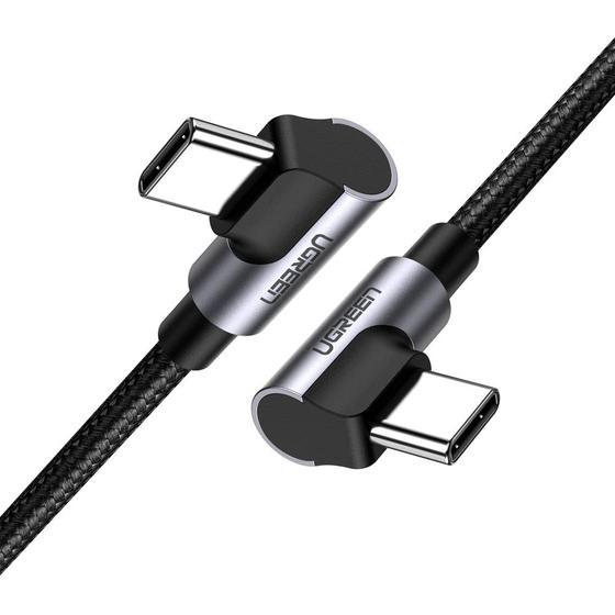 ugreen Кабель UGREEN US323 Angled USB-C Cable Aluminum Case with Braided 1m (Black) - фото 1 - id-p110061040