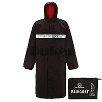 Рабочий плащ дождевик со светоотражающей полоской и козырьком в чехле MA-001 черный