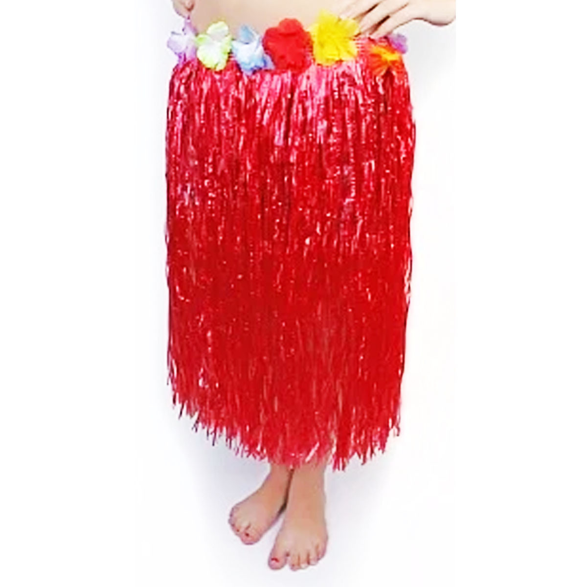 Юбка гавайская с цветами 59 см (красная) - фото 1 - id-p44025867