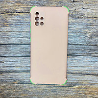 Чехол силиконовый с бортиками на телефон Samsung Galaxy A51 персиковый