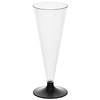 1010П-Ч Бокал для шампанского Конус 150мл; Цвет: прозрачный (низкая черная ножка)