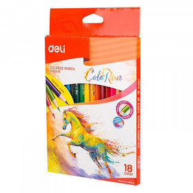 Карандаши цветные, 18 цветов в наборе, тополь, треугольная форма, DELI