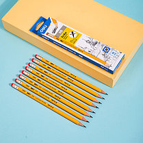 Карандаш простой НВ, с ластиком, жёлтый корпус, заточенный, DELI, фото 2