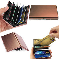 Картхолдер держатель для карт и визиток металлический коричневый