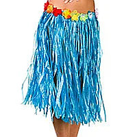 Юбка гавайская с цветами 59 см (синяя)
