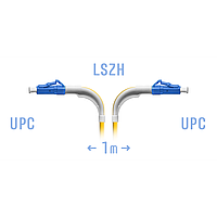 Патчкорд оптический LC/UPC, SM (угловой), 1 метр