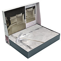 Постельное белье Жакард сатин (Jaqucard satin) Vinessa евро (семейное) White Турция