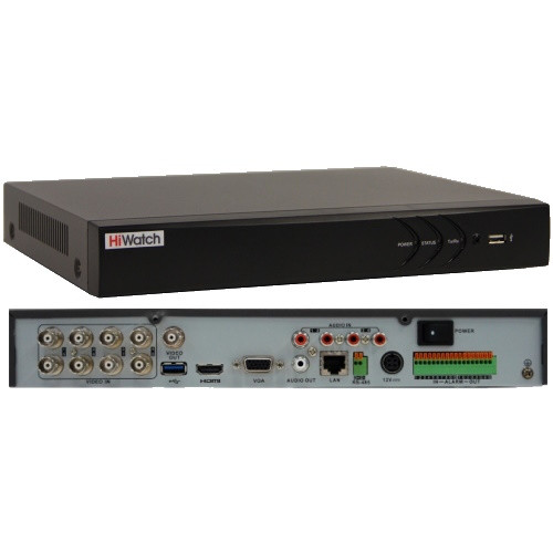 Видеорегистратор гибридный DS-H308QA(C) 8+2 канала, звук на всех каналах TVI/AHD/CVI/CVBS 3/6MP