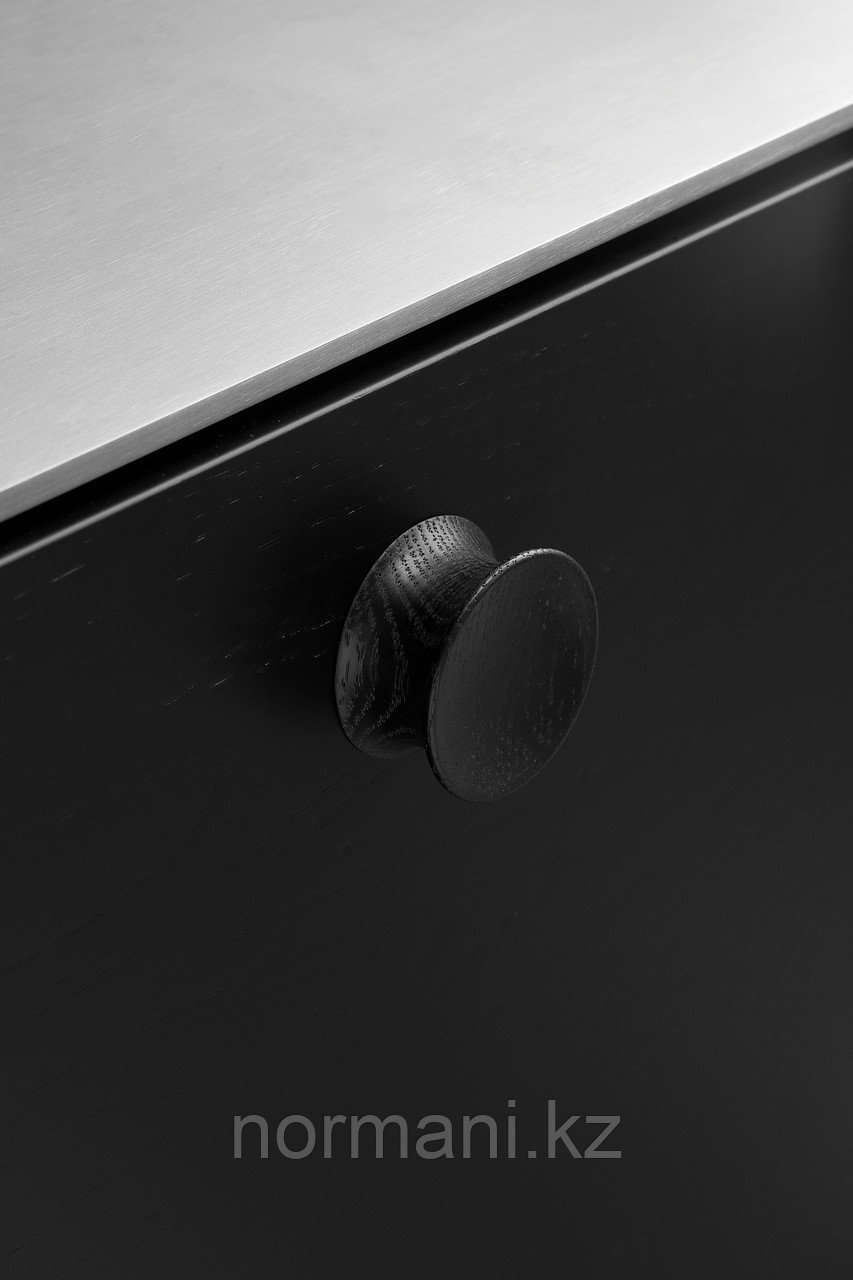 Ручка кнопка PULLEY Wood FSC 100% дуб черный H22,5mm Ø45mm