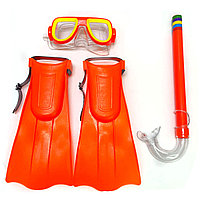 Комплект маска трубка ласты оранжевый (5-9 лет)