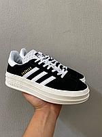 Кроссовки Adidas Gazelle Bold Black White Премиум Качество