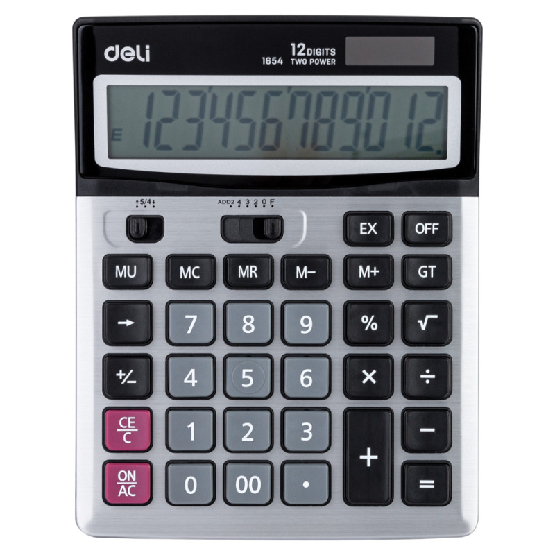 Калькулятор настольный DELI "1654" 12 разрядный, 190х147х38 мм, серый - фото 1 - id-p110086146