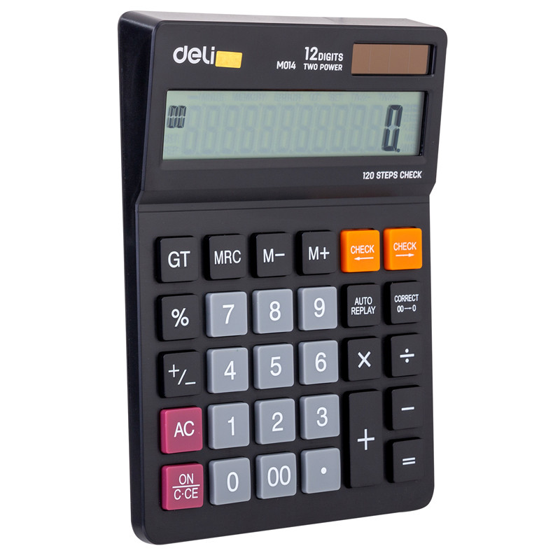 Калькулятор настольный DELI "М01420" 12 разрядный, 175х125х35 мм, черный - фото 1 - id-p110086178