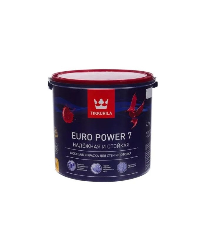 Краска Tikkurila Euro Power 7 EP7 X489 2,7 л матовая цвет серый 3 кг - фото 1 - id-p110086196