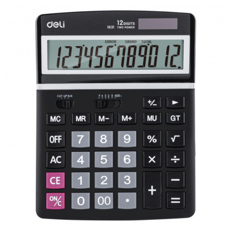 Калькулятор настольный DELI "1631" 12 разрядный, 203х155х42 мм, черный