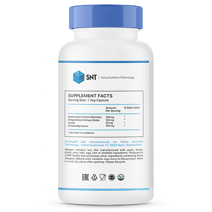 БАД Brain Support - Ginkgo Biloba 120 mg, 100 veg.caps, SNT, фото 2
