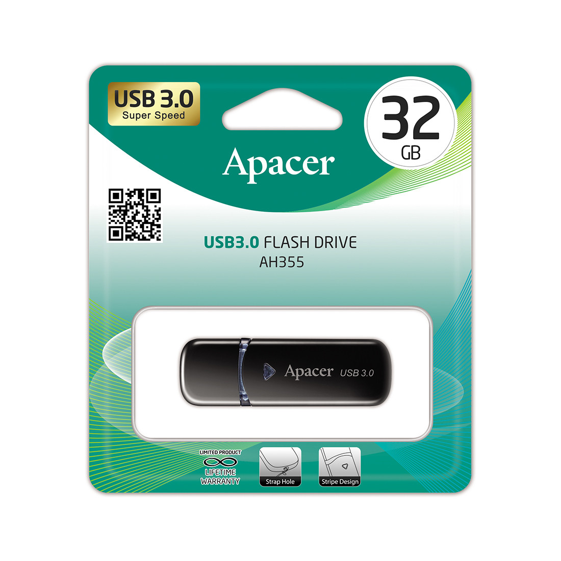 USB-накопитель Apacer AH355 32GB Чёрный 2-007092 AP32GAH355B-1 - фото 2 - id-p110088166