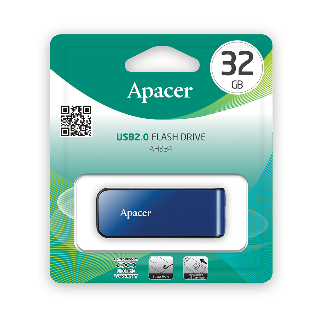 USB-накопитель Apacer AH334 32GB Синий 2-007017 AP32GAH334U-1 - фото 3 - id-p110088173