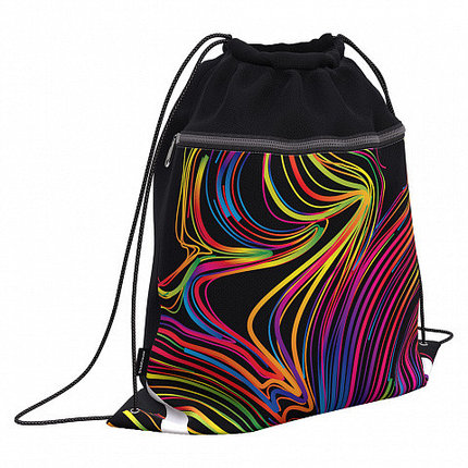 Мешок для обуви ErichKrause® с карманом на молнии 500х410мм Neon Lights, фото 2