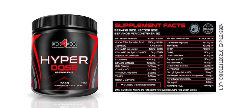 Предтренировочный комплекс HyperDose, 300 gr, EX4EX Electric orange, фото 1