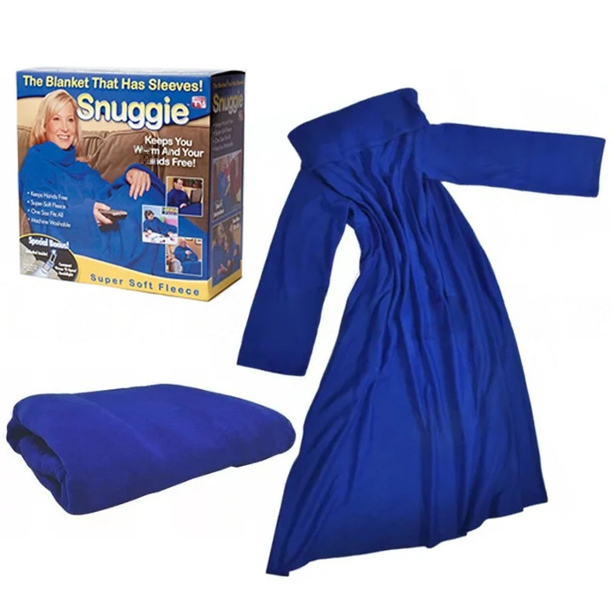 Плед с рукавами Снагги Бланкет (Snuggie Blanket) синий - фото 1 - id-p98424260