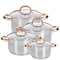 Набор кастрюль из нержавеющей стали 4 кастрюли диаметр 24 см 20 см 18 см 16 см 8 предметов в наборе HausRoland