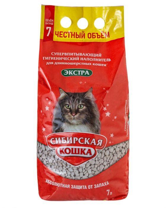 Наполнитель Сибирская Кошка экстра 7 л для длинношерстных впитывающий ( уп 2 шт )