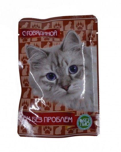 Ем без проблем консервы для кошек пауч 85 гр говядина (уп 24), фото 1