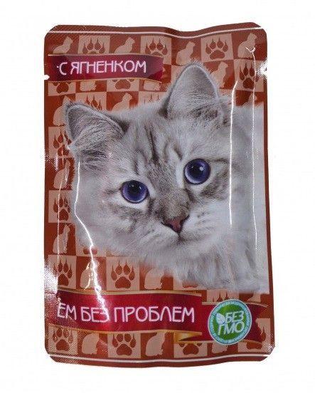 Ем без проблем консервы для кошек пауч 85 гр ягненок (уп 24), фото 1