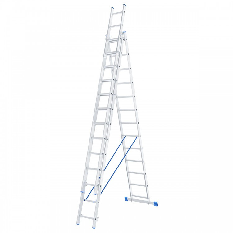 Лестница, 3 х 13 ступеней, алюминиевая, трехсекционная, Россия, Сибртех - фото 1 - id-p110121344