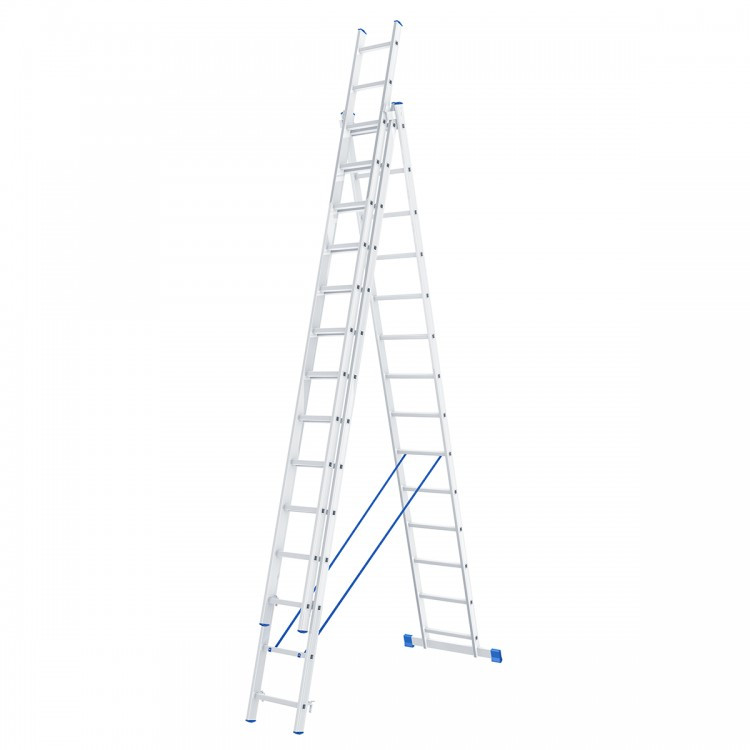 Лестница, 3 х 14 ступеней, алюминиевая, трехсекционная, Россия, Сибртех - фото 1 - id-p110121345