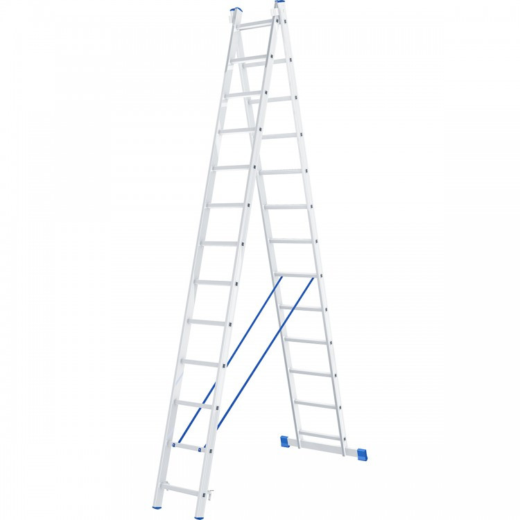Лестница, 2 х 13 ступеней, алюминиевая, двухсекционная, Россия, Сибртех - фото 1 - id-p110121353