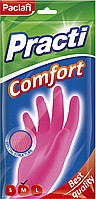 Перчатки резиновые розовые размер M "Paclan Practi.Comfort"